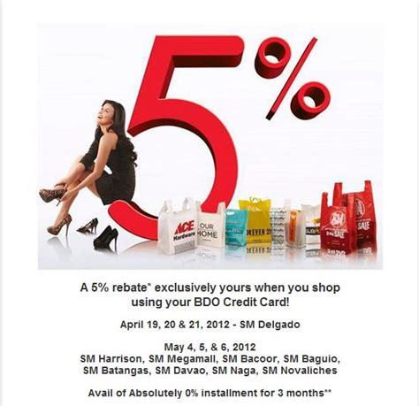 Maybe you would like to learn more about one of these? BDO Credit Card Promo - Get 5% Rebate at SM Supermall 3-day Sale | MakiSALE