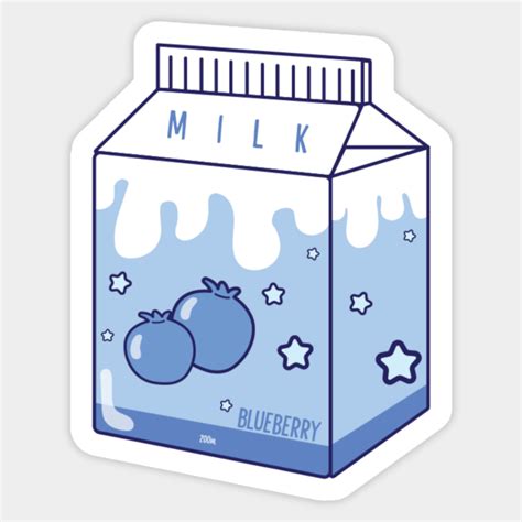 Japanese Aesthetics Kawaii Blueberry Milk Kawaii Drink Sticker
