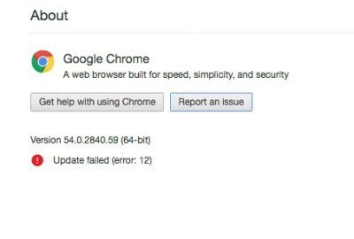 Chrome Update Failed With Error Codes Etc