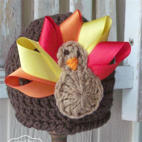 Baby Turkey Hat Ribbon Turkey Hat Crochet Turkey Hat Autumn Etsy
