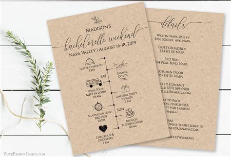 Bachelorette Weekend Timeline And Details Printable With Bachelorette