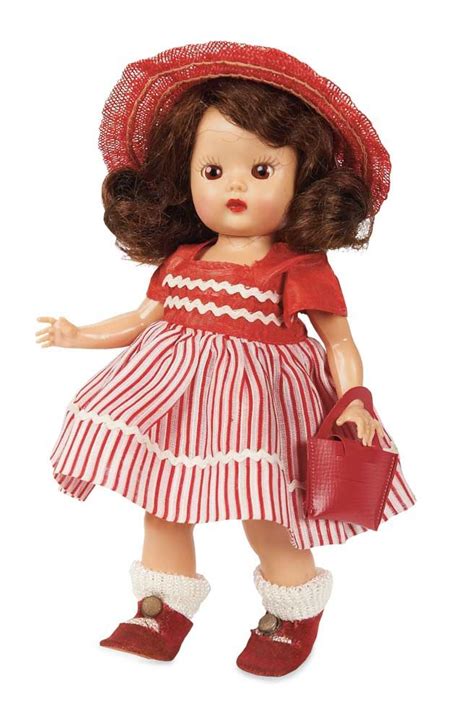 the fabulous fifties modern dolls 289 brunette muffie in red striped dress by nancy ann