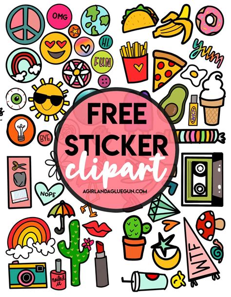 Decorate your laptops, water bottles, notebooks and windows. Free Sticker printables - A girl and a glue gun