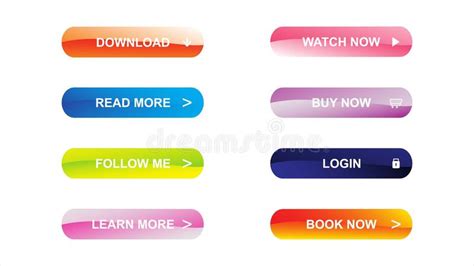 Set Of Modern Material Style Buttons For Website Mobile App And