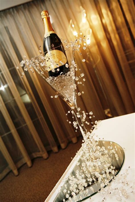 Martini Vase With Crystal Garland Champagne Centerpiece New Years Eve Decorations Champagne