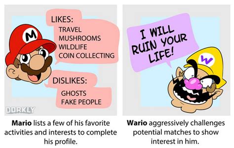 Bloody Waluigi Dorkly How Mario And Wario Use Tinder By
