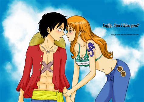 Can I Kiss You Luffy X Nami Fanart Color By Orange Star Destiny On