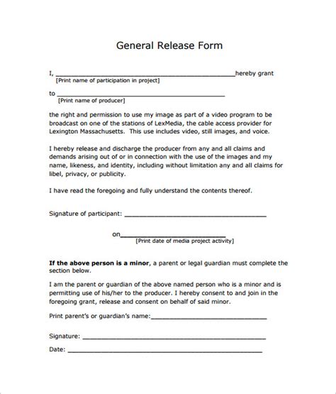 sample general release forms   ms word