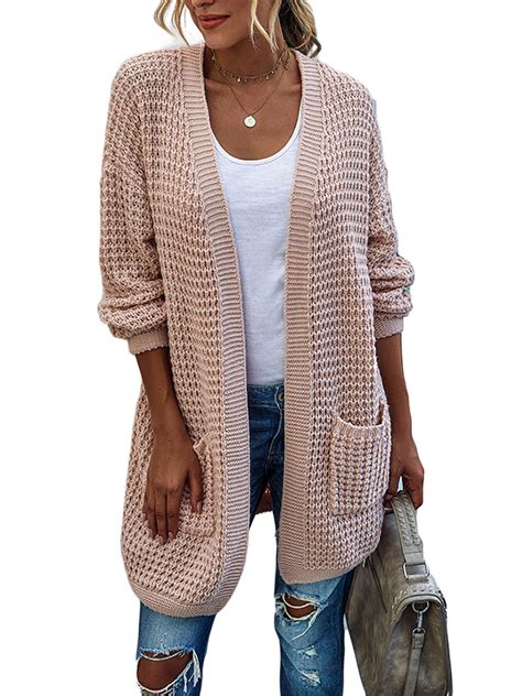Women Casual Color Block Knitted Sweater Cardigan Long Sleeve Jacket