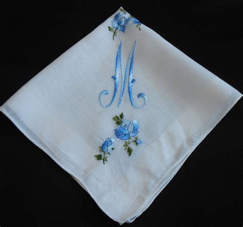 M Monogram Hanky Vintage White Wedding Handkerchief Variegated Etsy