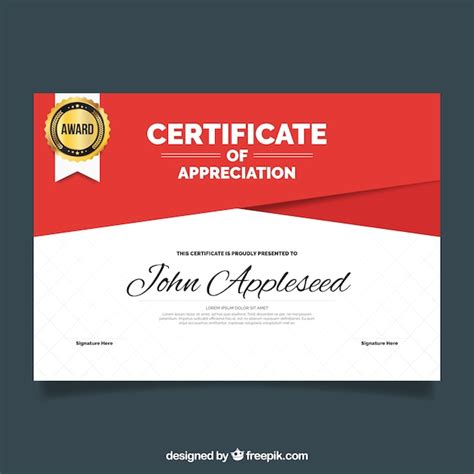 Certificado De Apreciación Con Formas Rojas Vector Gratis
