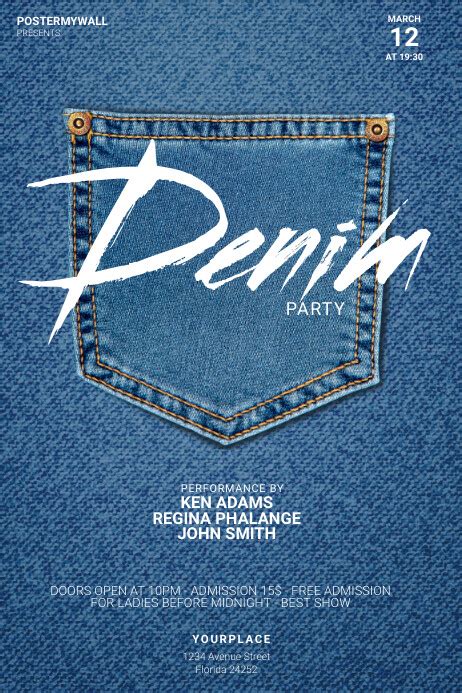 Denim Party Flyer Template Postermywall
