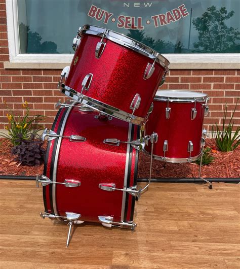 1960s Ludwig New Yorker Drum Set Red Sparkle 221214 Ebay