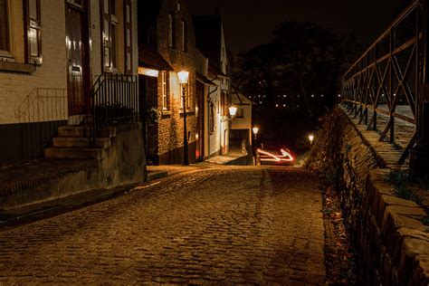 Medieval Streets At Night Of The City Elsloo In Limburg Netherlands