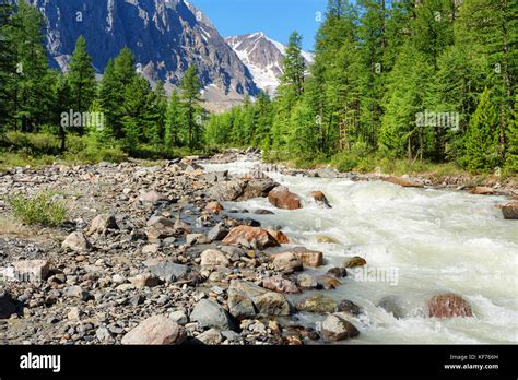 View Of Aktru River Valley Altai Republic Siberia Russia Stock Photo