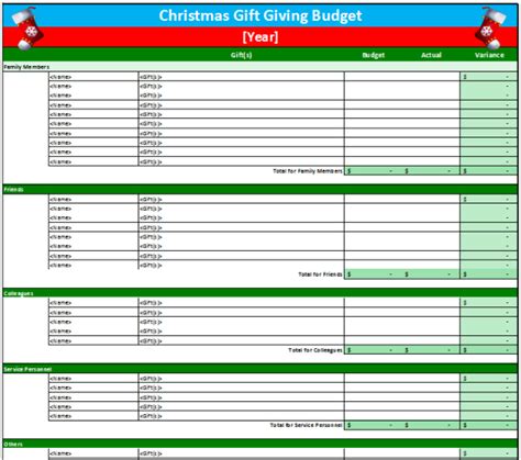 Budget christmas gifts for her. Christmas Gift Budget Worksheet Template