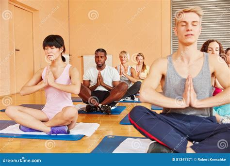 Yoga Exercise At Wellness Center Stock Image Image Of Group Breath