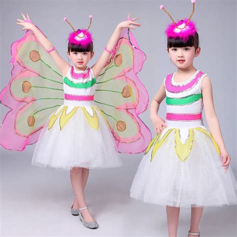 Kids Modern Jazz Dance Dresses Girls White Fuchsia Yellow
