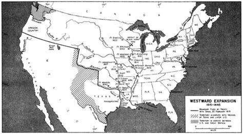 Westward Expansion In United States 1815 1845 Historical Map United