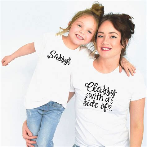 1pcs classy with a side of sassy funny mom and daughter shirtt mommy and me outfits sassy shirt