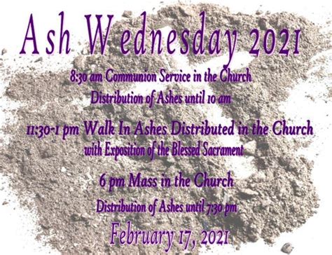 Feb 17 Ash Wednesday Schedule Of Services And Distribution Of Ashes