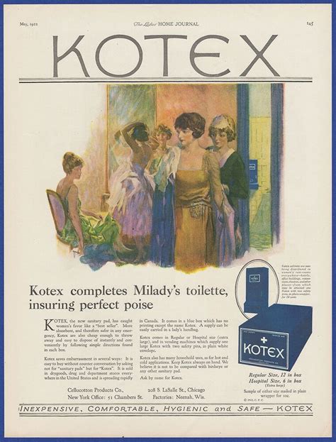Vintage 1922 Kotex Feminine Hygiene Sanitary Napkins Bathroom Art Print Ad 20s Kotex Print