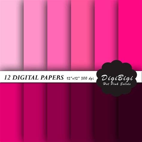 Pink Digital Paper 12 X 12 Solid Color Hot Pink Digital Plain Pink
