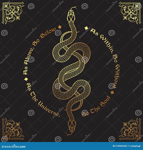 Two Gold Serpents Intertwined Inscription Is A Maxim In Hermeticism