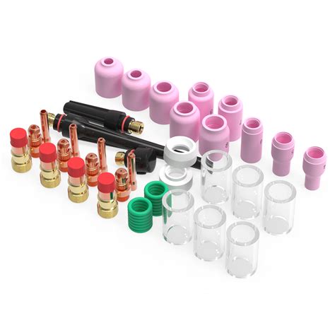 45pcs Set TIG Welding Torch Stubby Gas Lens Pyrex Glass Cup Kit For WP