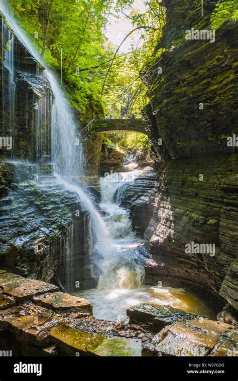 Soothing Waterfall Along The Hiking Trails At Watkins Glen State Park