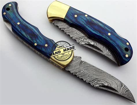 Damascus Folding Back Lock Knife Custom Handmade Damascus Knife