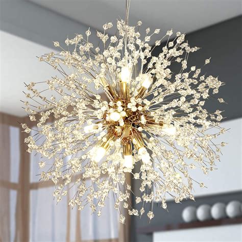 Modern Crystal Chandeliers Led Gold Fashion Fireworks Led Light Fixture Hanging Ceiling Lights
