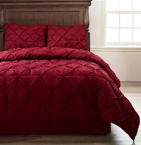 Madison park essentials plaid comforter set bedding sets modern all season bedding set with matching sham, king/cal king, red/black. Pinch Pleat BURGUNDY 4-Piece Comforter Set, Full,Queen ...