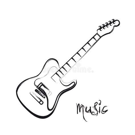 Electric Guitar hand drawn stock vector. Illustration of design - 66951091