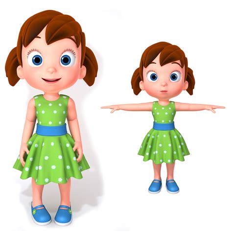 Cartoon Little Girl Rigged 3d Model Rigged Cgtrader