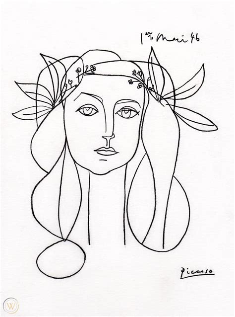 Pablo Picasso Portrait Of Francoise Gilot Drawing Registered