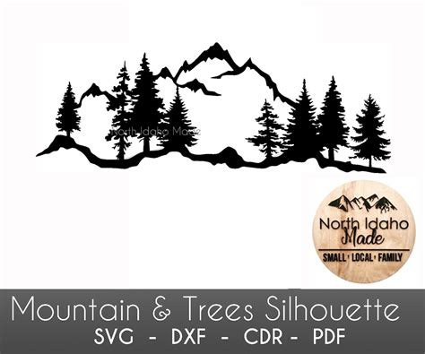 Mountain With Trees Silhouette Instant Download Dxf Svg Pdf Etsy
