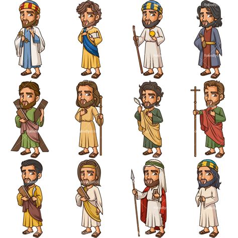 Jesus Christ Disciples And Apostles Cartoon Vector Clipart Friendlystock