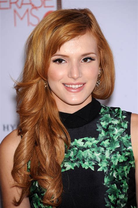 Bella Thorne Wavy Ginger Barrel Curls Side Part Sideswept Bangs Hairstyle Steal Her Style