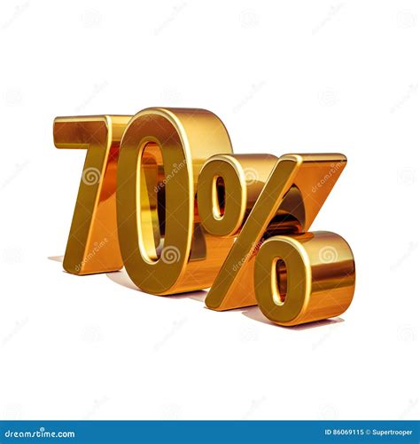 3d Gold 70 Seventy Percent Discount Sign Stock Illustration
