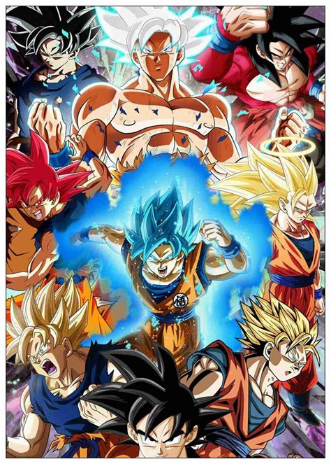 Dragon Ball Z Goku Anime Poster White Coated Paper Print Painting Room
