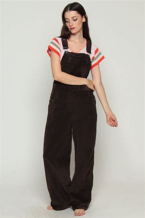 Corduroy Overalls Women 90s Brown Grunge Suspender Pants 80s Etsy