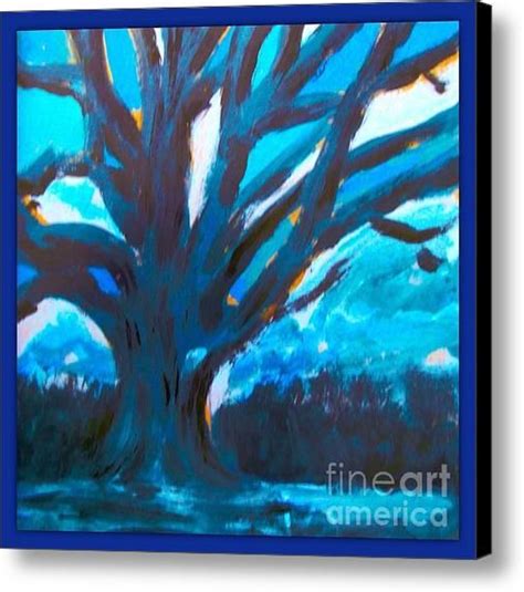 The Blue Tree Bordered Canvas Print Canvas Art By Joan Violet Stretch