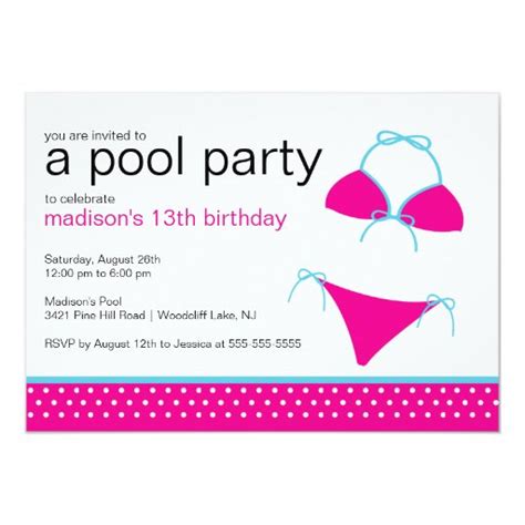 Swimsuit Pool Party Birthday Invitation Zazzle
