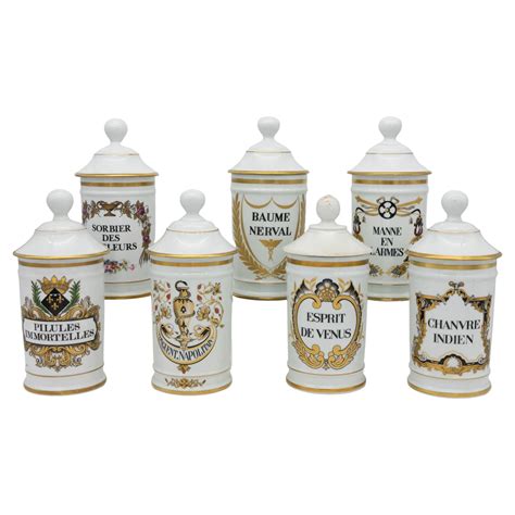 Set Of Seven Early 20th Century French Provence Apothecary Jars For