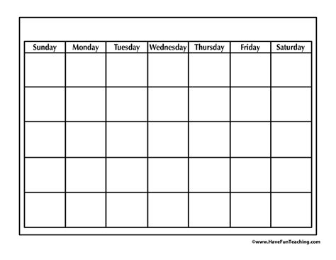 Blank Calendar Have Fun Teaching
