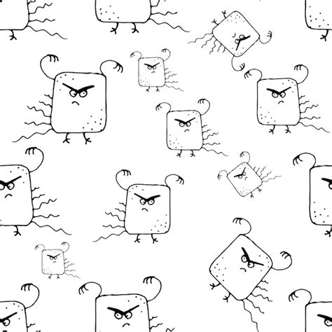 Premium Photo Doodle Bacteria Germs Or Cartoon Monsters Hand Drawn