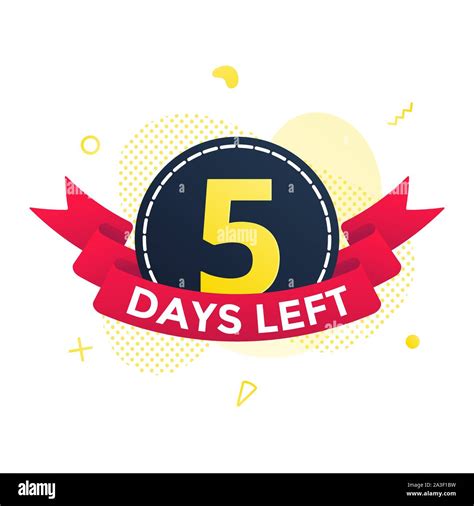 Five Days Left To Go Sale Countdown Ribbon Badge Icon Sign With Red