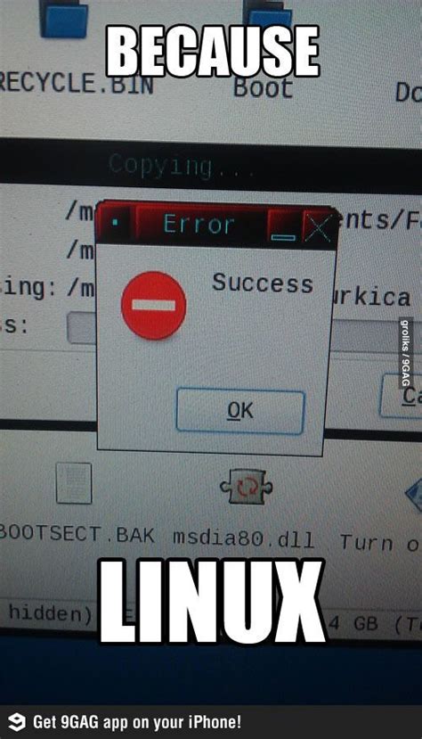 A Computer Screen With The Words Linux On It And An Image Of A Red Button