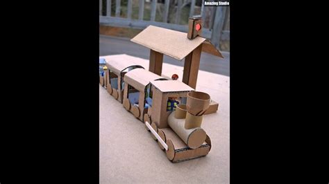 Diy Cardboard Trains For Kids Toy Youtube